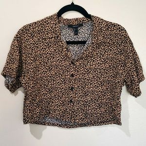 Leopard Print Crop Blouse